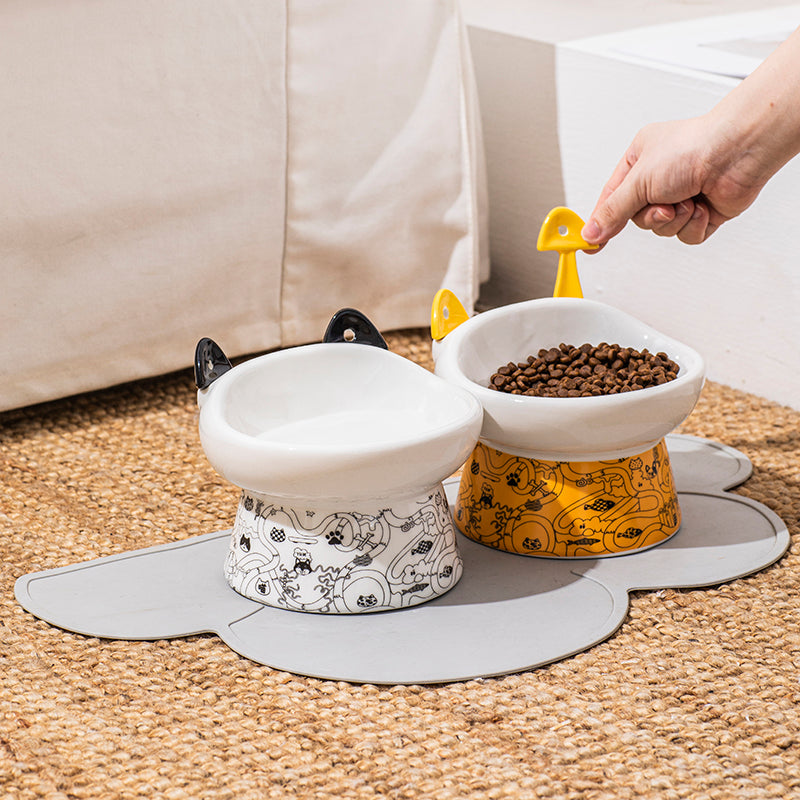 Cat Bowl High Feet Ceramic Anti-Overturn Protection Cervical Spine