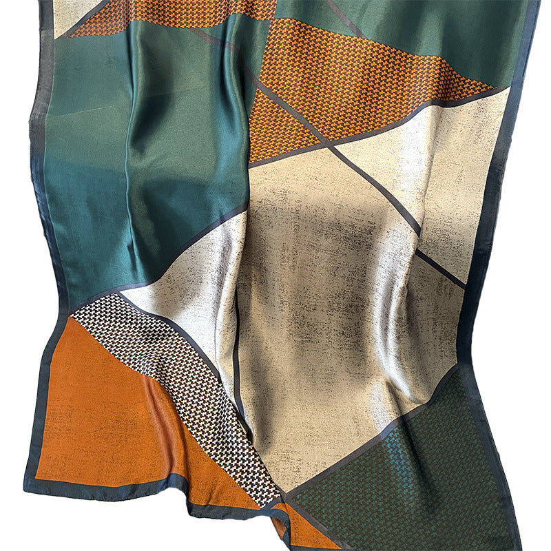 Houndstooth Color Matching New Silk Satin Scarf