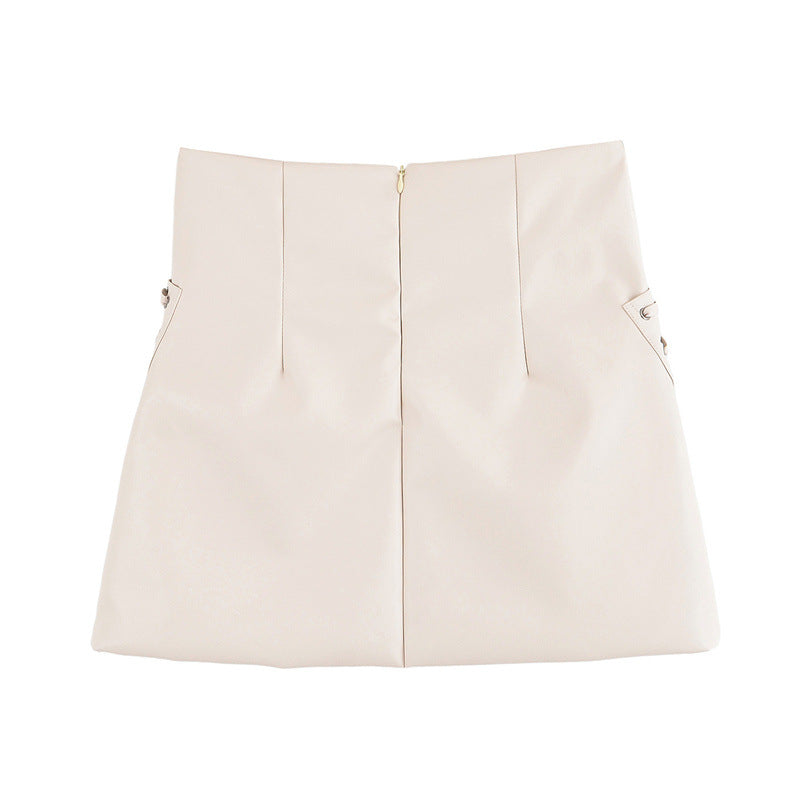 Fashion Slim Coated Fabric High Waist Mini Skirt