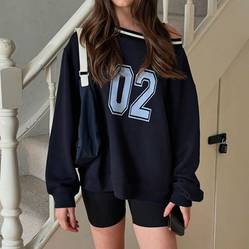 Preppy Style Hot Girl Digital Printing Stripe Braid Diagonal Collar Sweater
