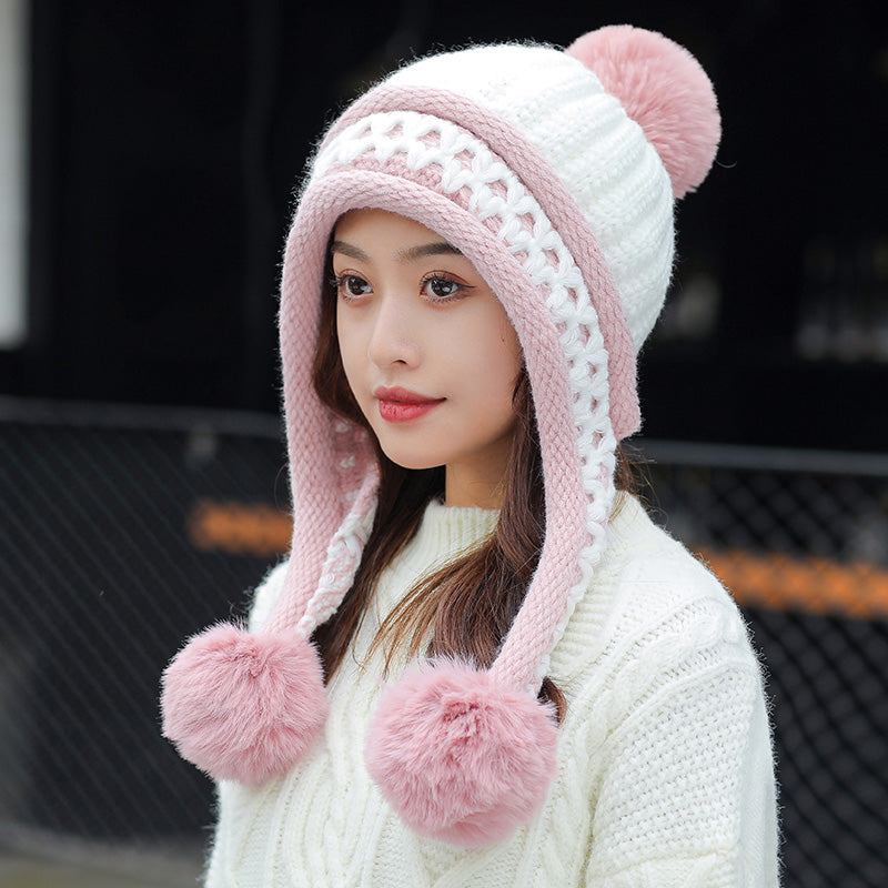 Two-piece Knitted Beanie Set With One-piece Scarf