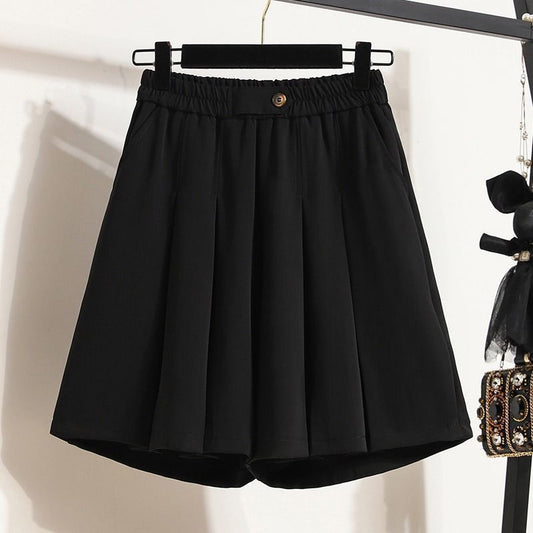 High-waisted Wide-leg Loose-fitting Outerwear Suit Shorts