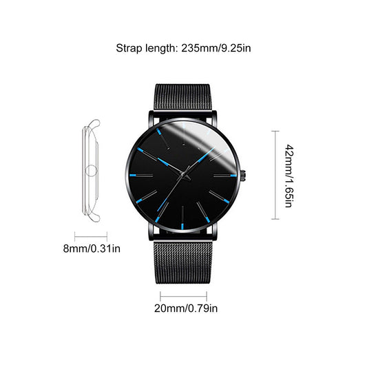Wrist Watches, Analog Quartz, Sports Chronograph Watch Fashion, Timepiece Stylish Wristwatch Band, Luxury For Men's Business Watch Durable Leather, Battery Included, 1.57in