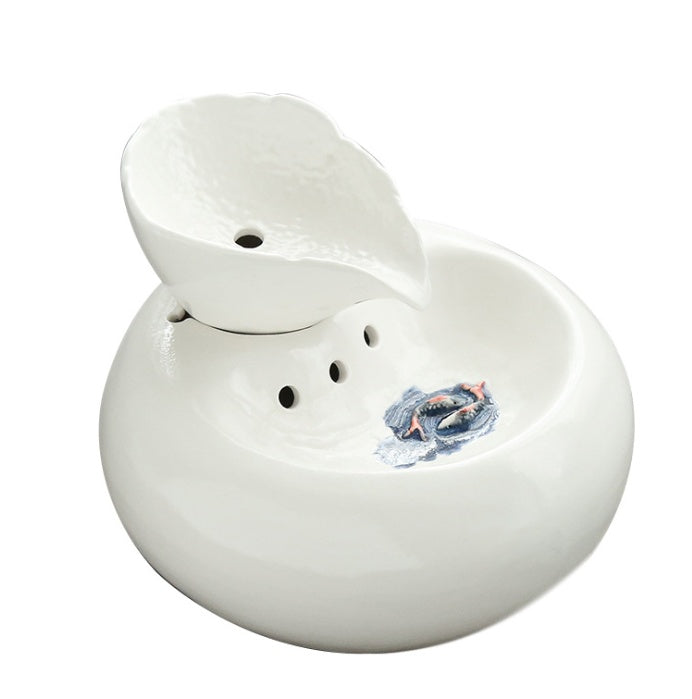 Pet Ceramic Automatic Cat Leaf Water Dispenser