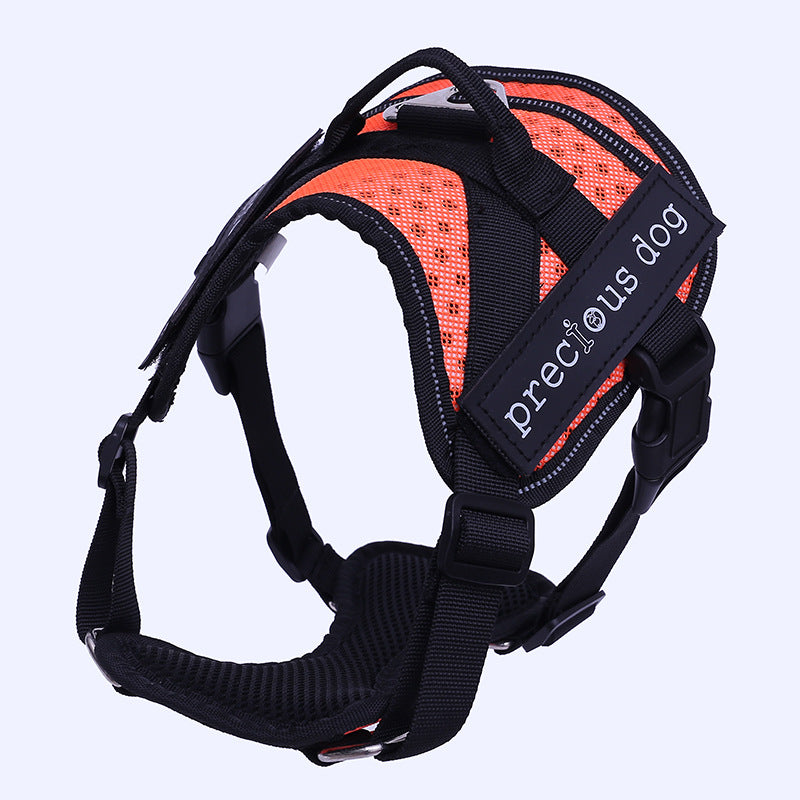 Adjustable dog traction chest and back