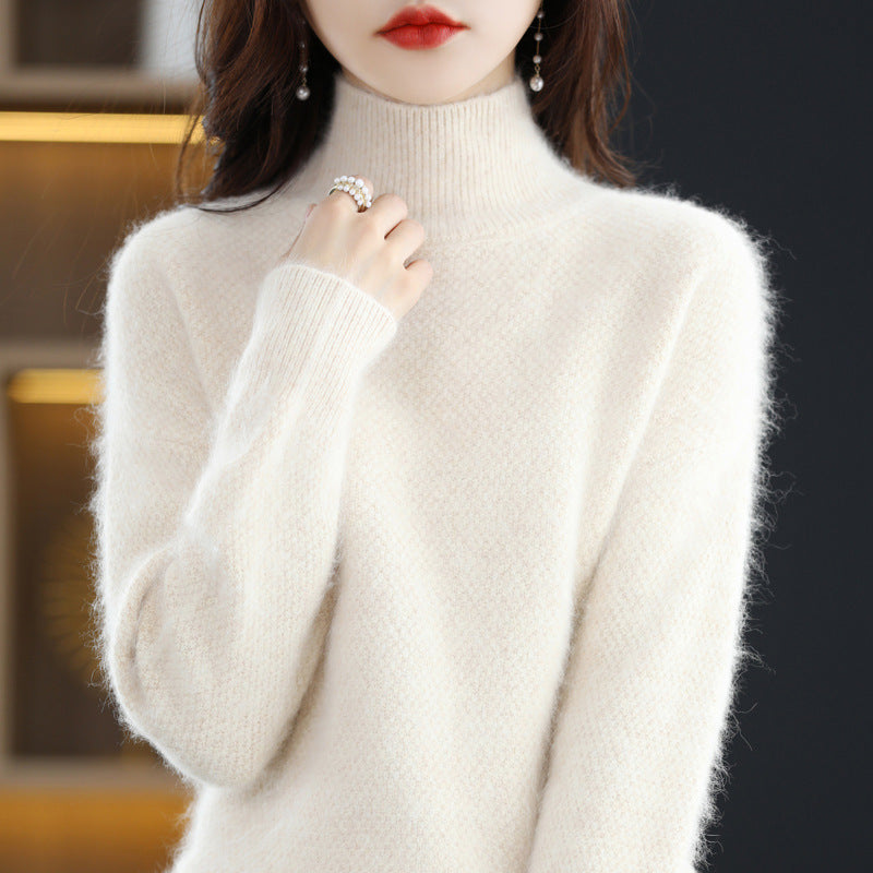 Mink Sweater Women's Half Turtleneck Loose Thick Short