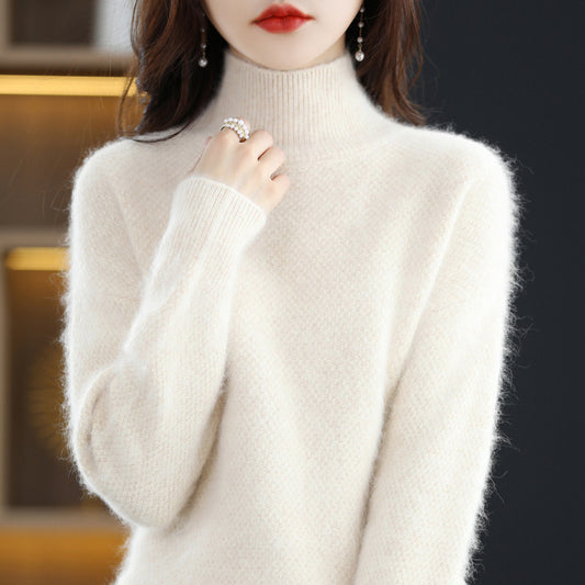 Mink Sweater Women's Half Turtleneck Loose Thick Short