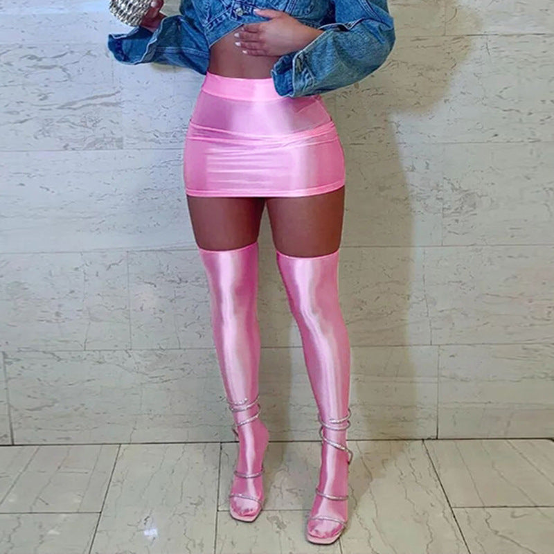 Pure Color Tight Hip Skirt Skirt Half Socks Casual Suit