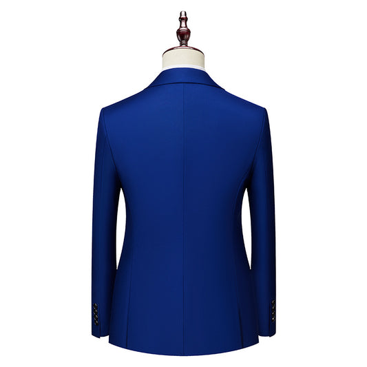 Men's Business Casual Double-breasted Suit Jacket Fashion Solid Color Coat