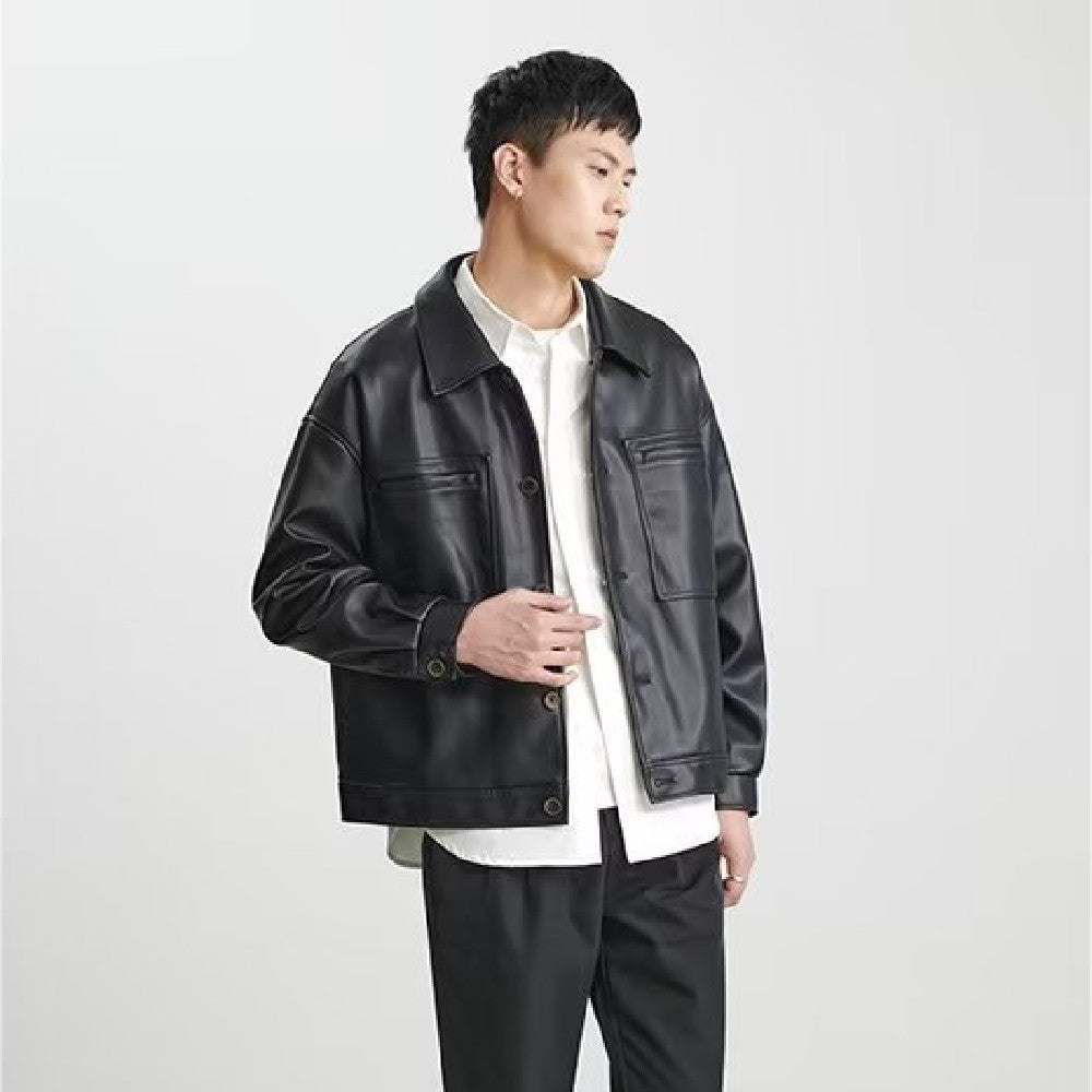 Fashion PU Leather Coat Men's Top