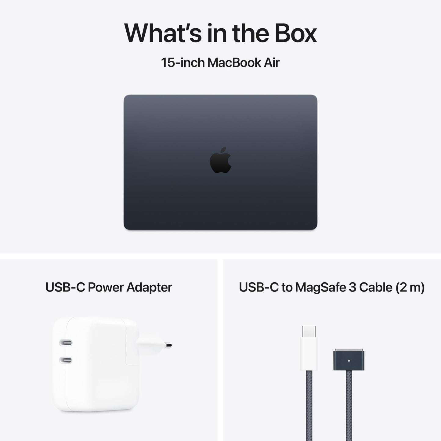 Apple 2025 MacBook Air 15 tum med M4-chip : 15,3-tums Liquid Retina-skärm, 24 GB enhetligt minne, 512 GB SSD-lagring, 12MP Center Stage-kamera, Touch ID, Byggd för Apple Intelligence; Midnatt