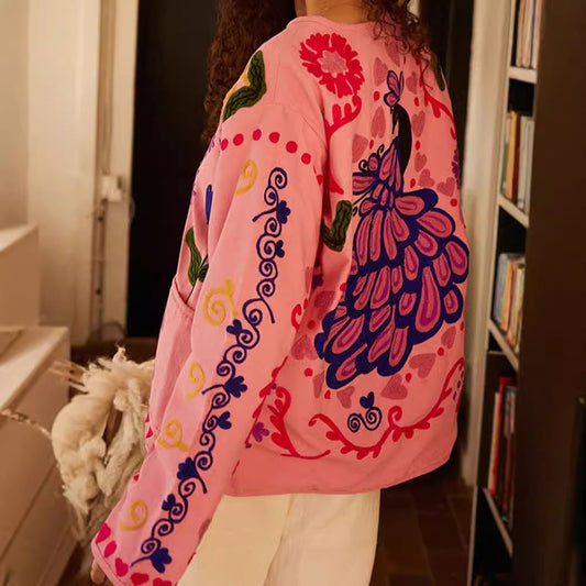 Fashion Individual Casual Style Flower Jacket For Women