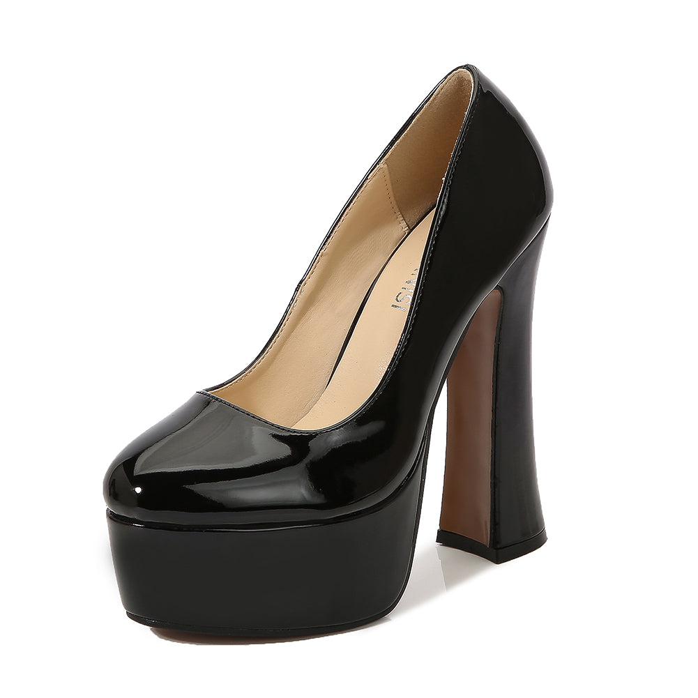14cm Round Head Thick Heel Houndstooth Not Tired Feet High Heels