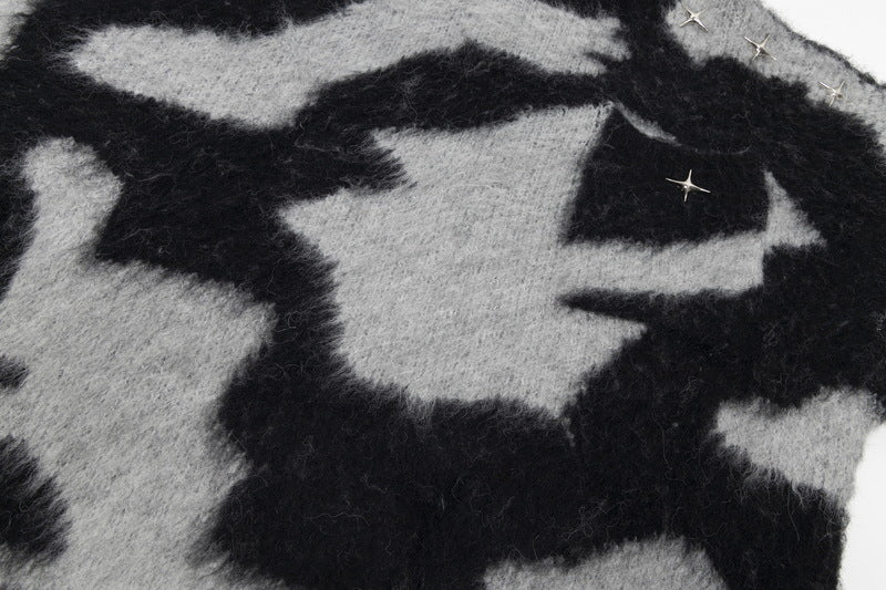 Men's Color Blocking Mohair Cross Slouchy Sweater