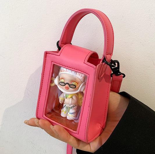 Niche Cartoon Transparent Portable Messenger Bag Texture