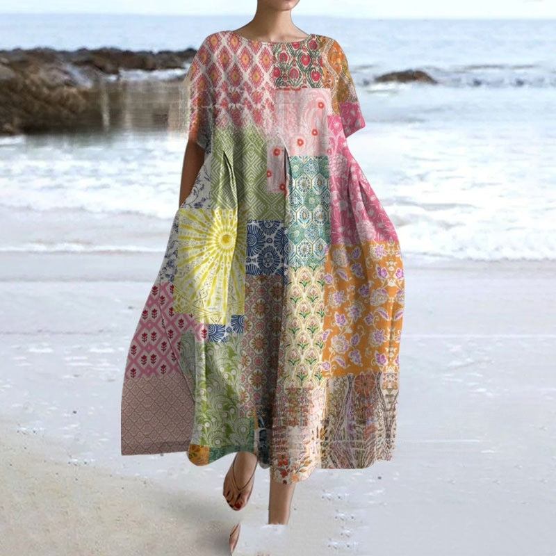 Springsummer Stylish Loose-fitting Casual Short-sleeve Dress