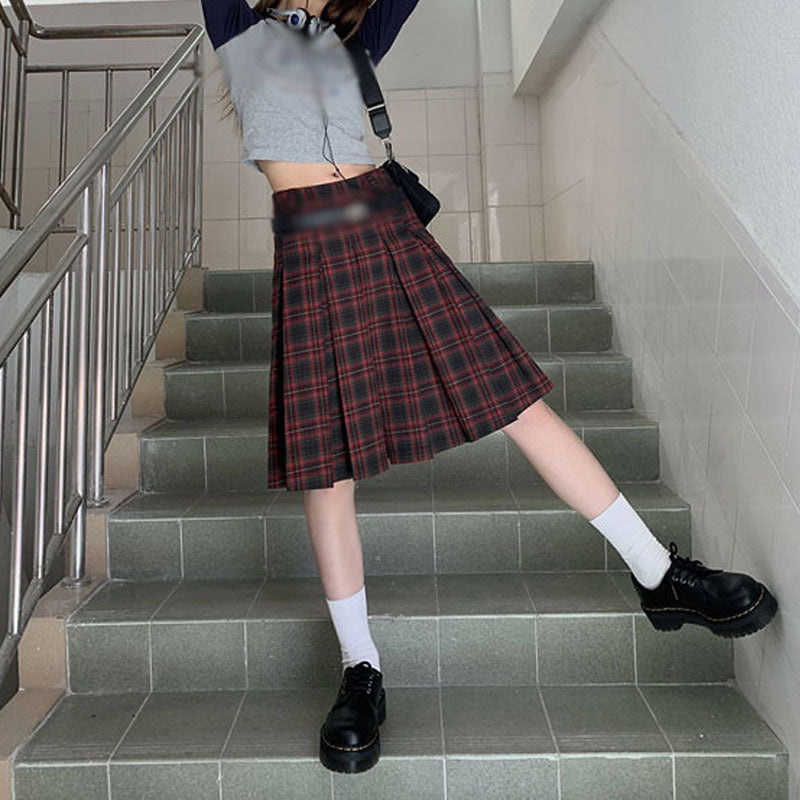 Line Plaid Skirt Women's High Waist Design Sense
