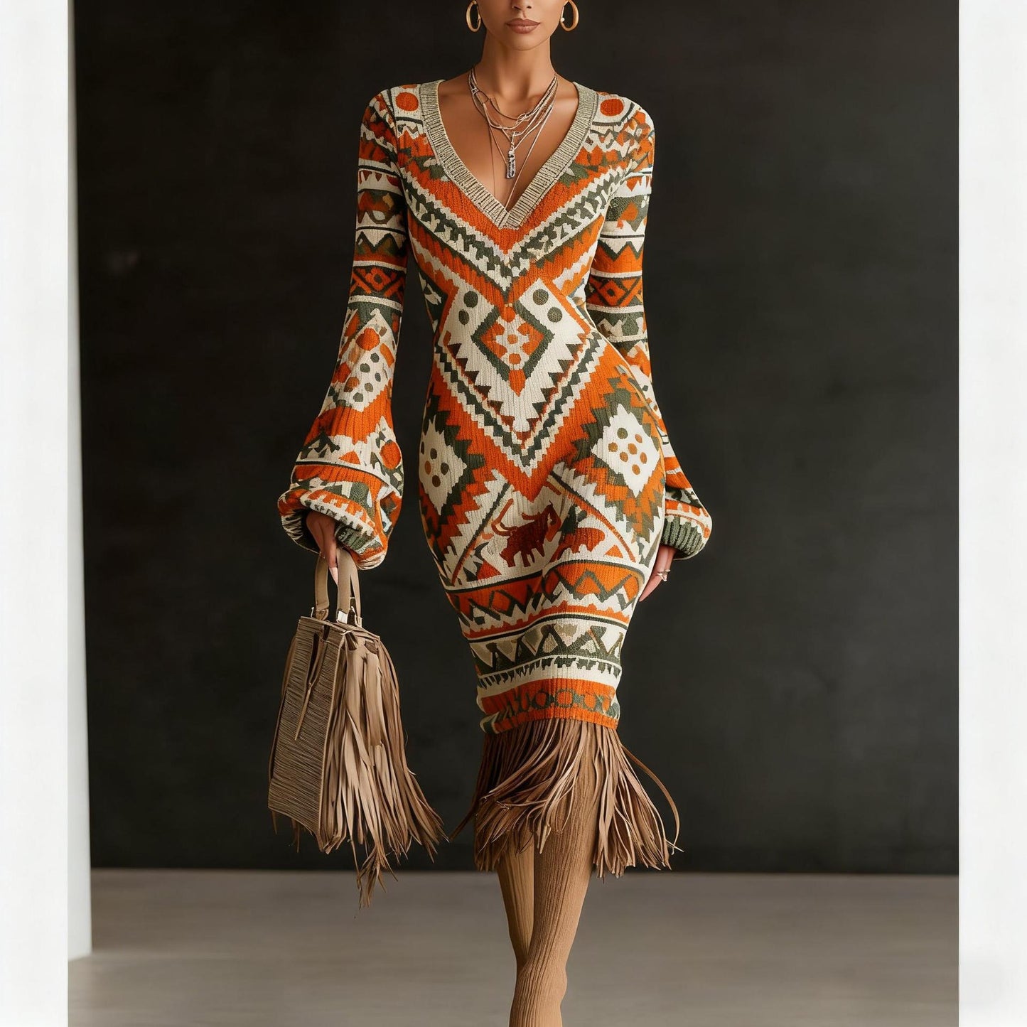 Temu Womens Knitted Sweater Dress Creative