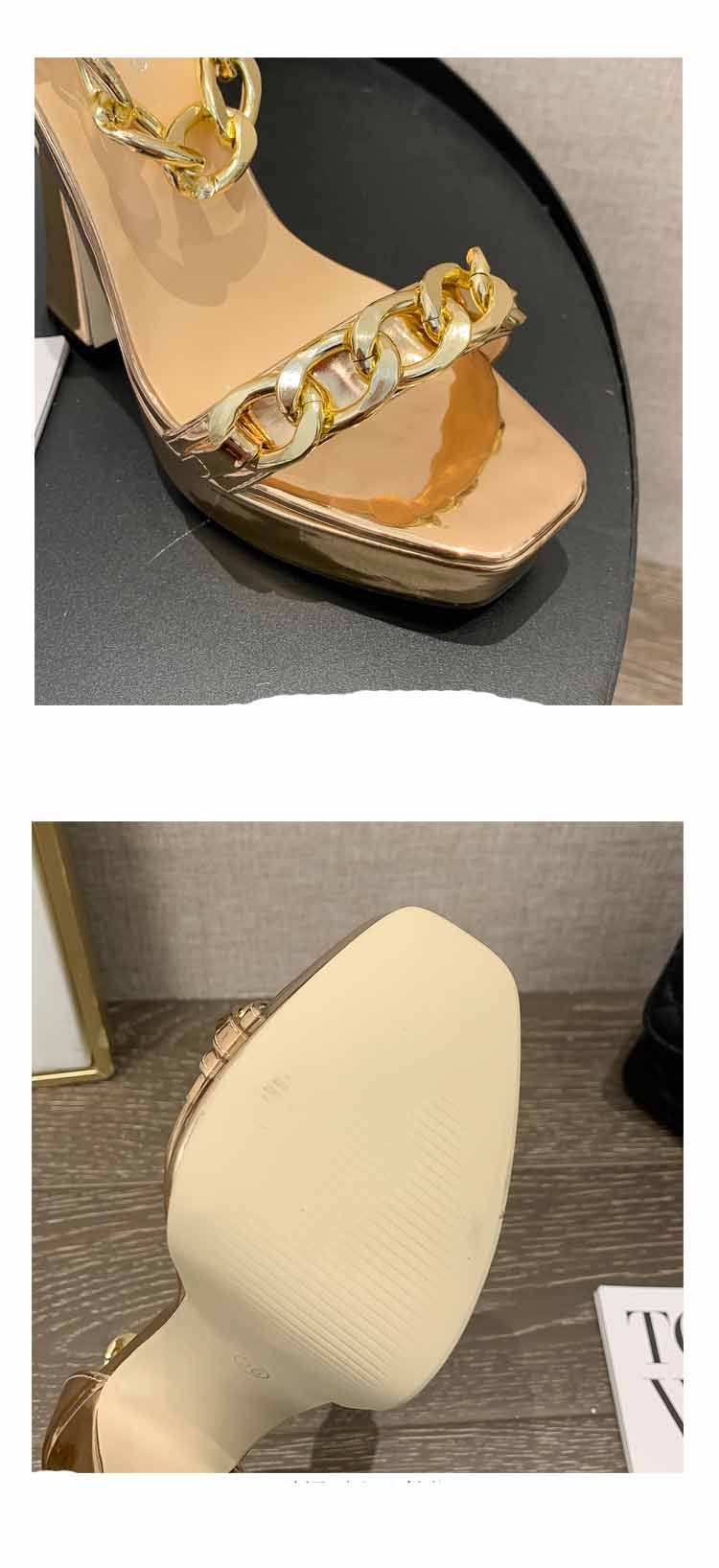 Sexy Women's Sandals With Thick Soles Square Toe  Toe Super High Heels