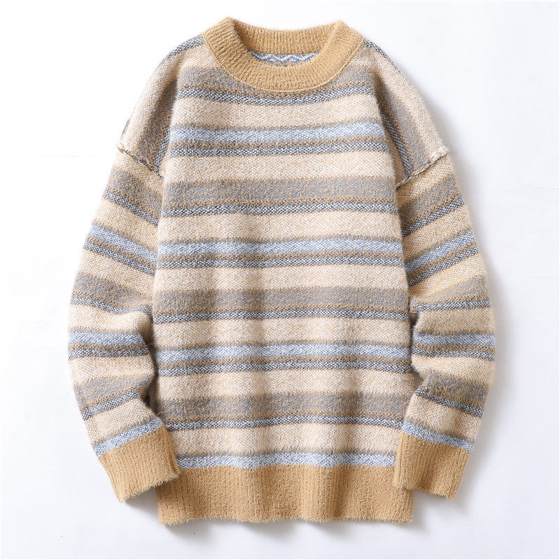 Autumn And Winter Mink Velvet Sweater Men's Knit Sweater Plus Velvet Thick Winter Coat Warm Line