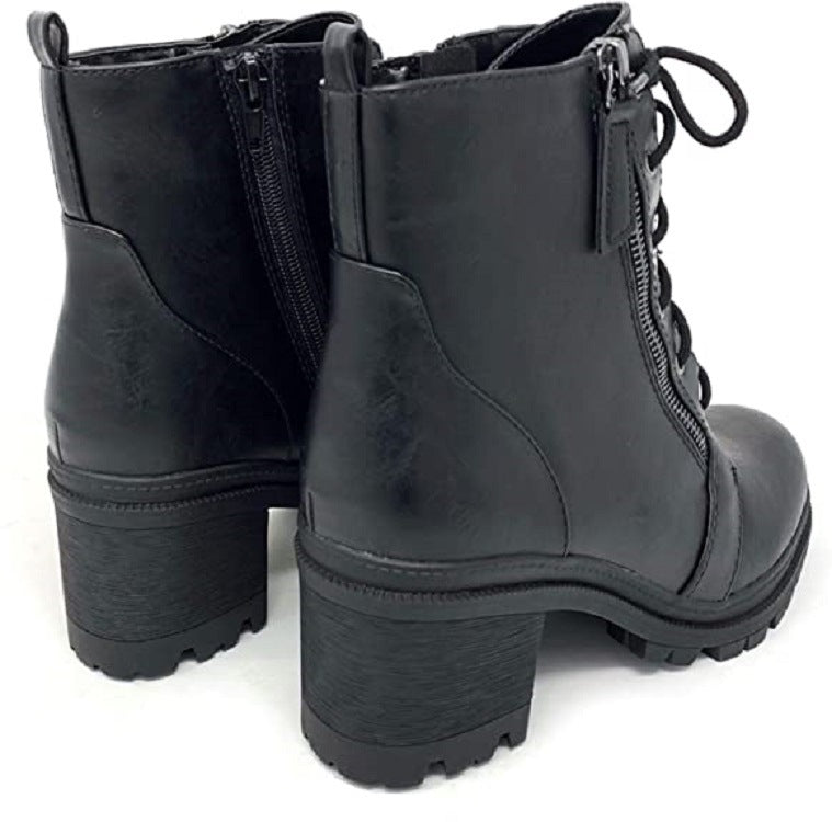 New Style Copper Zipper Solid Color High Heel Women's Boots For Autumn And Winter