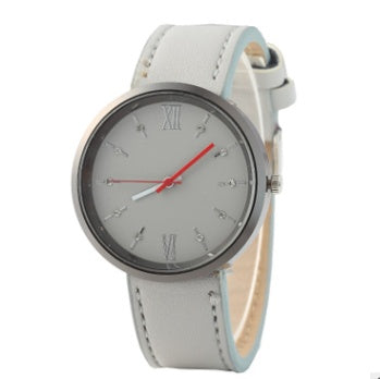 Belt watch men's business watch European version diamond-studded simple scale men's watch