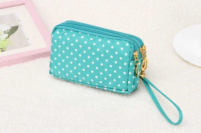 Canvas handbags handbags Korean version of the three-zipper multi-layer wallet hand bag packet phone change