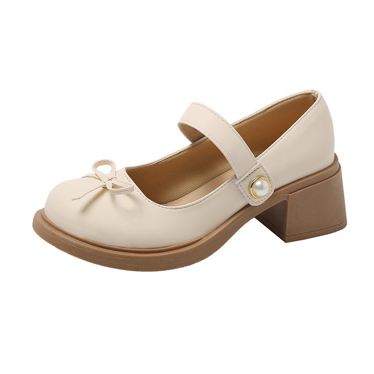 Round Head Bow Style Shallow Mouth All-match Women's Thin Shoes