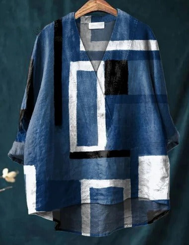 Fashion Digitaltryk Stor Bred V-hals Top
