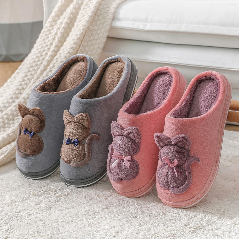Women's Cute Plush Couple Cotton Slippers Non-slip
