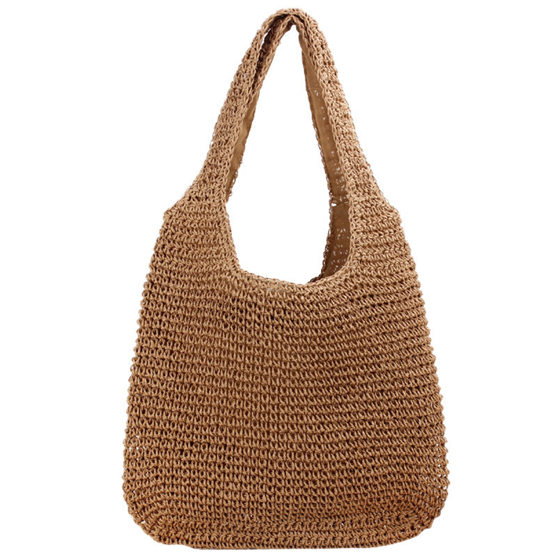Straw Bag Female New Summer Versatile Leisure Shoulder Bag Forest Hand Woven Bag Large Capacity Beach Bag