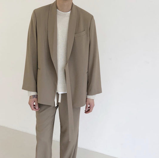 Design Side Belt Suit Men's Jacket