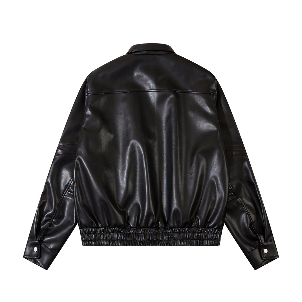 American Motorcycle Leather Clothing Spring Rock Fashion Brand Design Sense Loose PU Leather Jacket