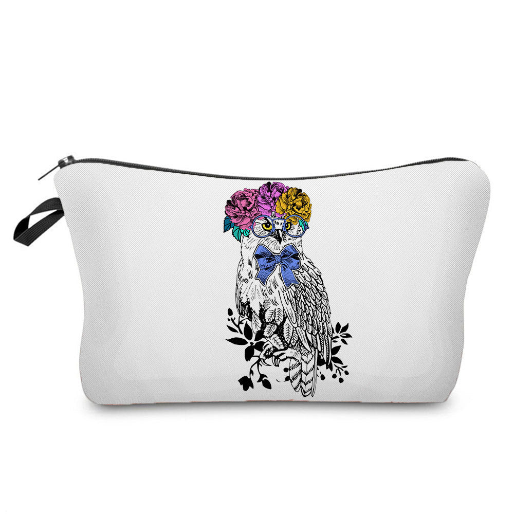 Cartoon Cute Owl Print Cosmetic Bag