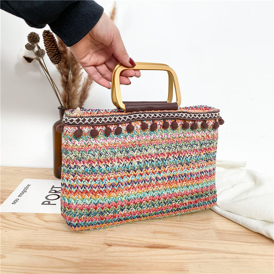 Printed Handbag Ladies Shoulder Bag Casual Fabric Shopping