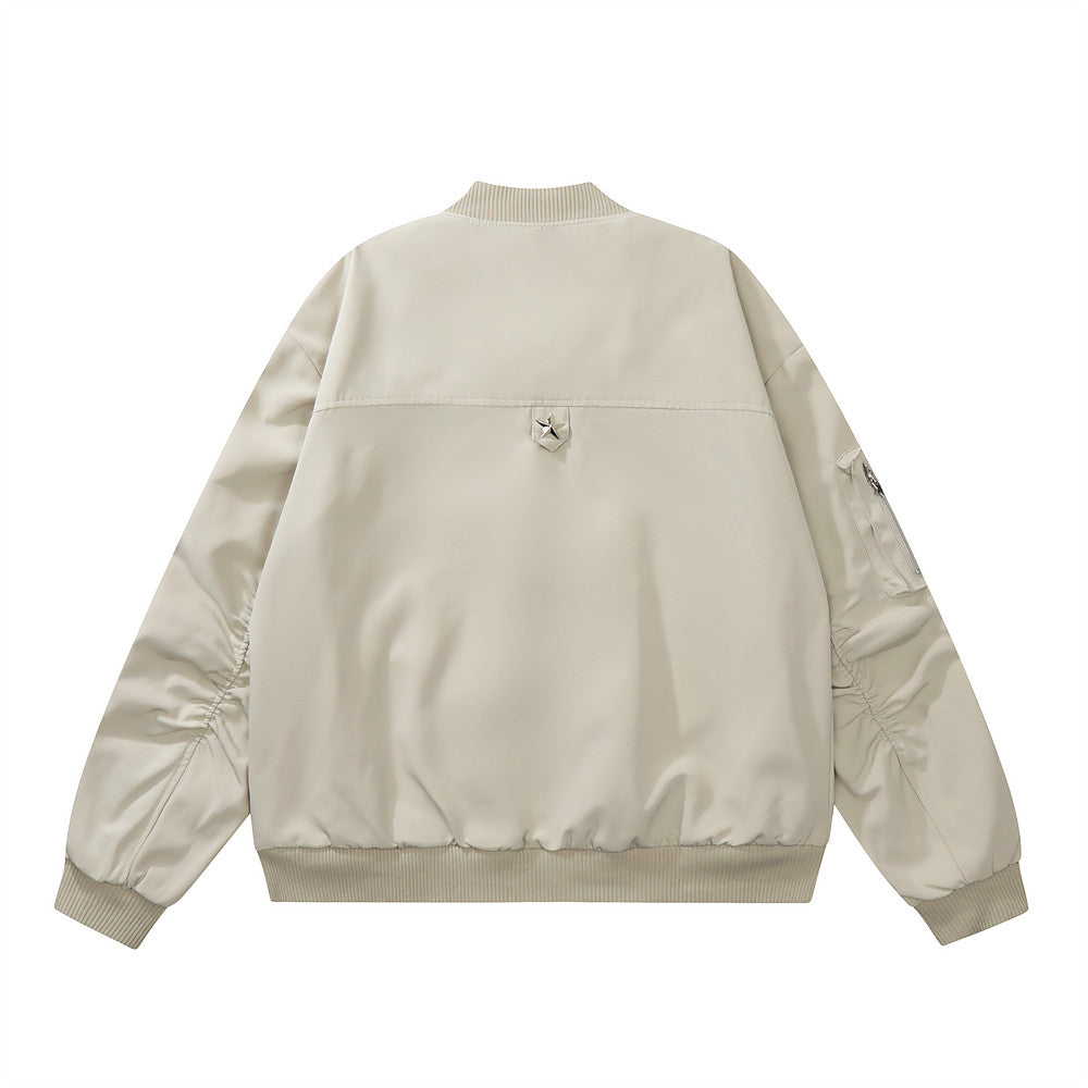 American Functional Jacket Spring And Autumn Zipper Design Stitching Workwear Baseball Uniform