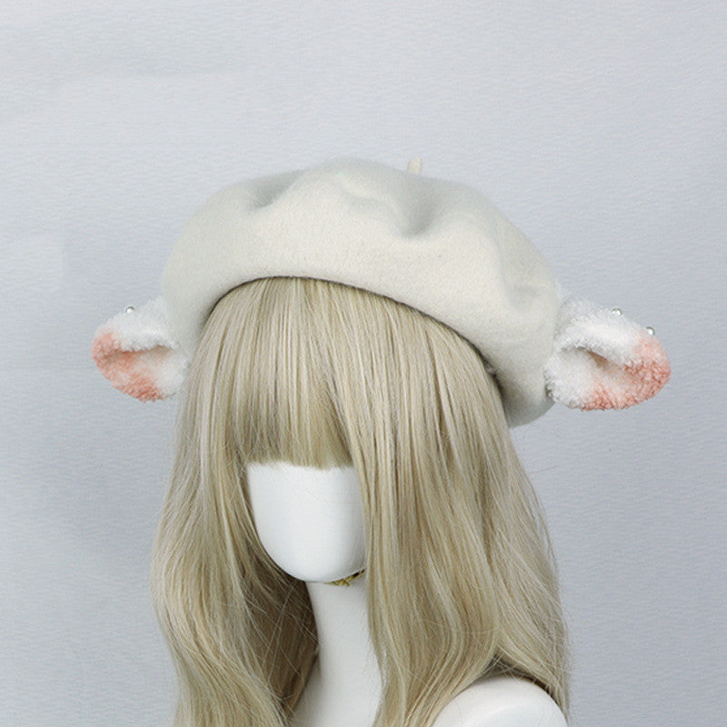 Women's Fashion Cute Plush Sheep Ear Beret