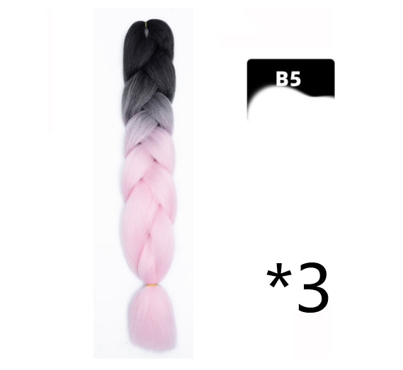 Color Big Braid African Chemical Fiber High Temperature Silk Wig Gradient