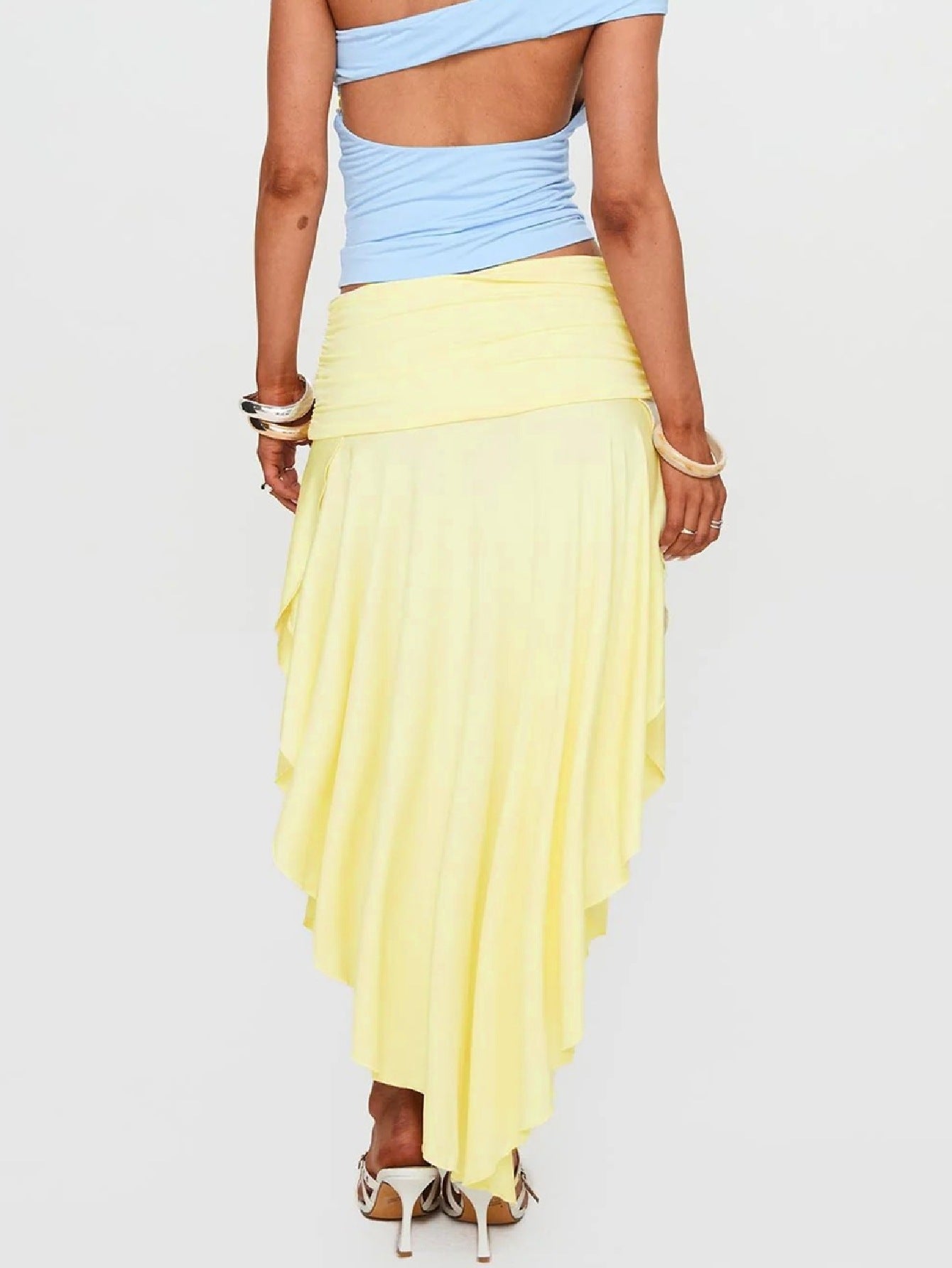 Womens Elegant High-waisted Pleated Skirt With An Asymmetrical Slit Design For A Chic On-trend Look