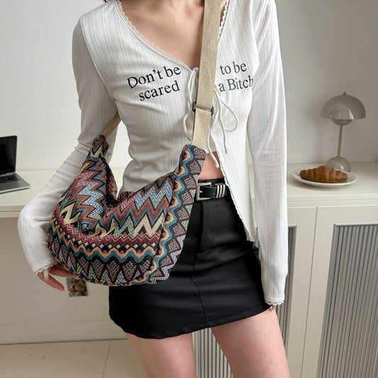 Ethnic Style Tassel Shoulder Bag Large Capacity Totes