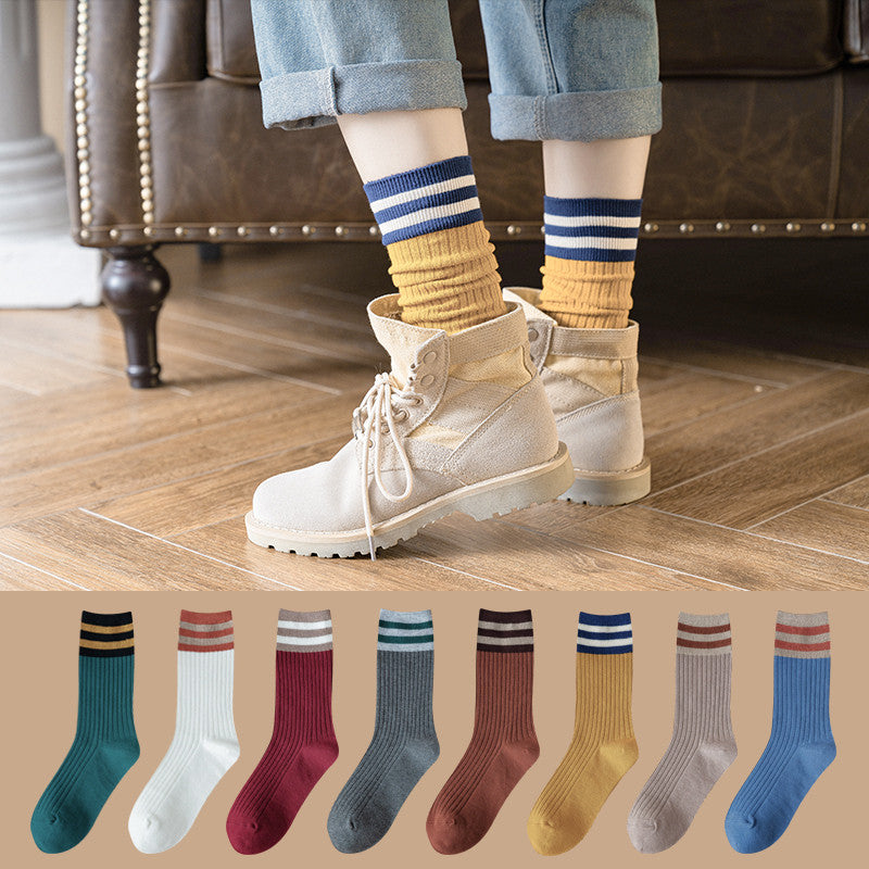Cotton and velvet thick high-top socks