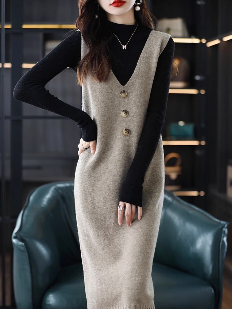 Knitted Vest Jumper Skirt Women's Outer Wear