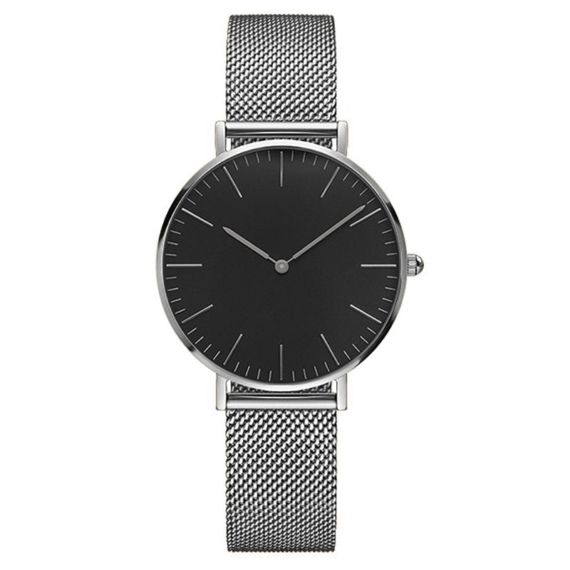 Steel strap watch double needle rose gold ultra-thin quartz men's watch