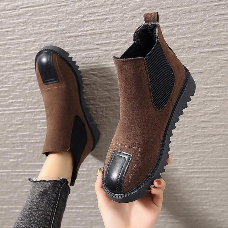 Frosted flat leather toe and velvet vintage Martin boots