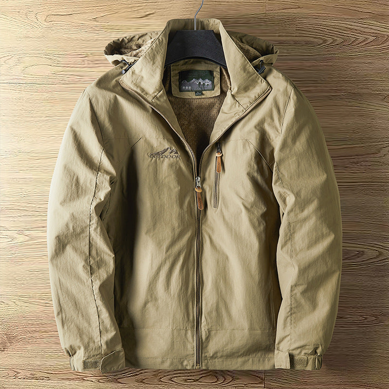 Men's Outdoor Casual Fleece And Thick Workwear Shell Jacket Jacket Tide