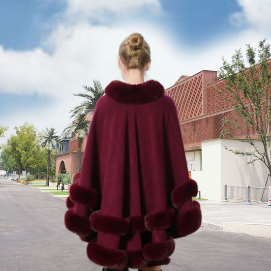 Plus Size Loose And Elegant Cloak All Match Dress Fur Shawl