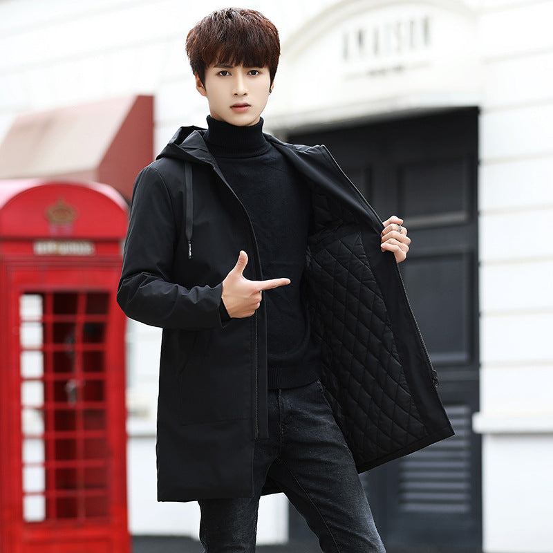 Mens Cotton-Padded Hooded Casual Jacket