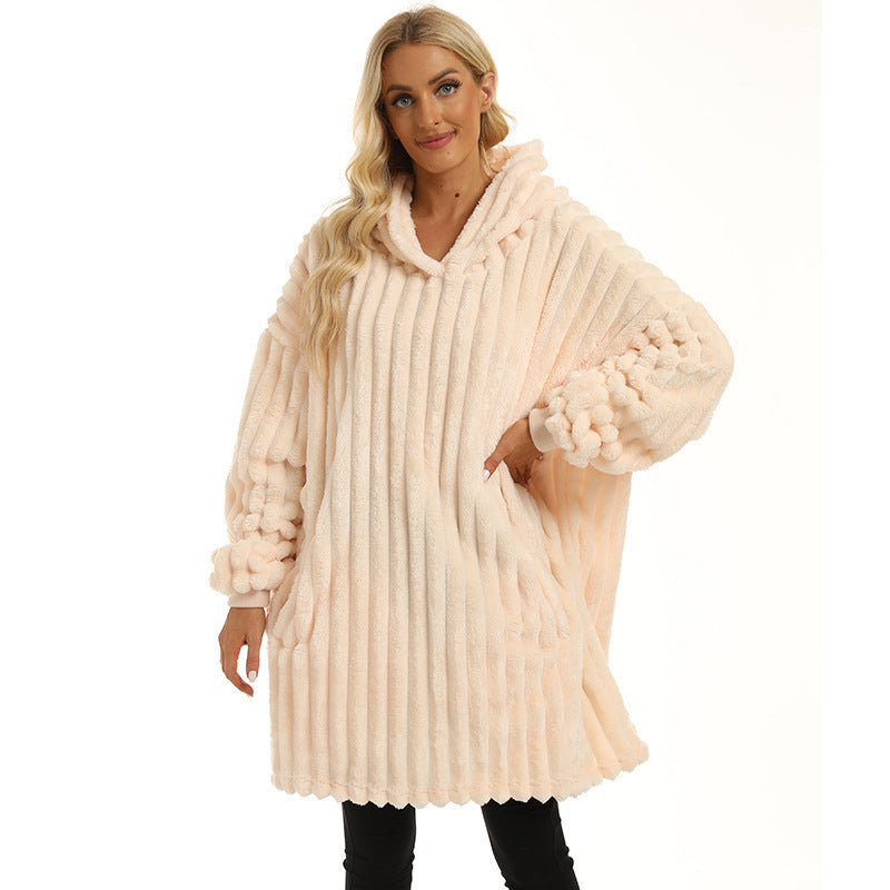 Women's Fashion Double Pocket Casual Hooded Sweater