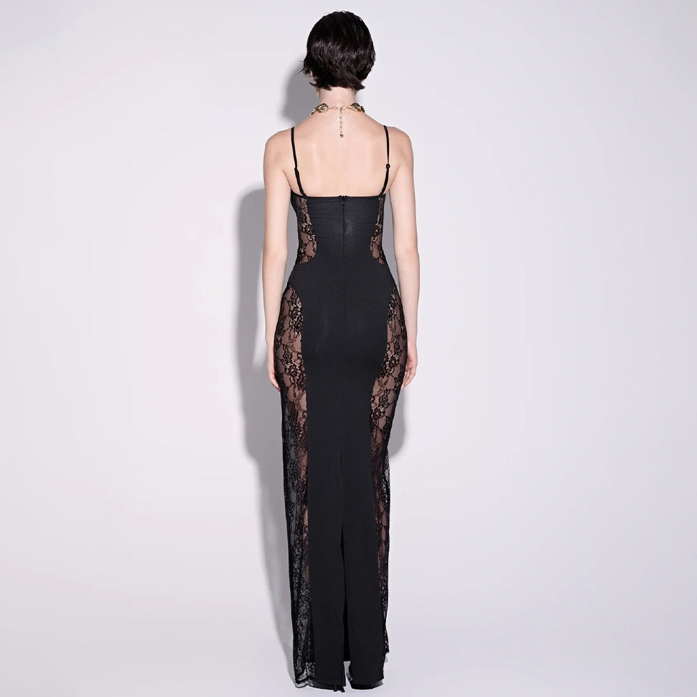 Womens Stylish Round-neck Sleeveless Ribbon-detailed Dress
