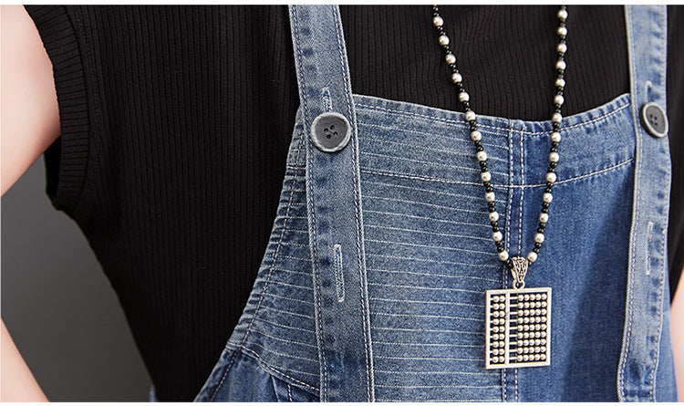 Overalls Harem Pants Casual Loose Striped Contrast Color